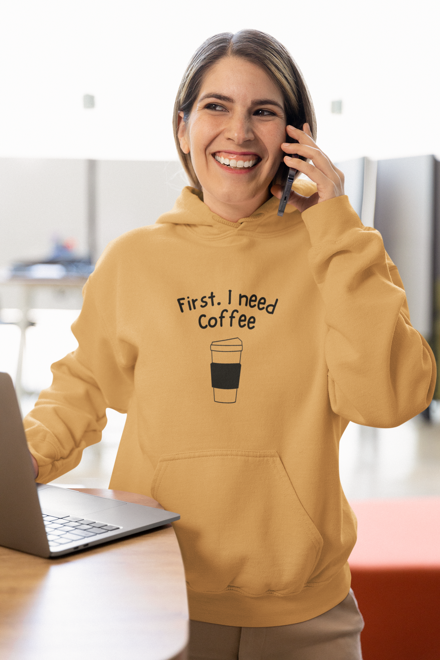 FIRST, I NEED COFFEE UNISEX (HEAVY HOODIE/SWEATSHIRT